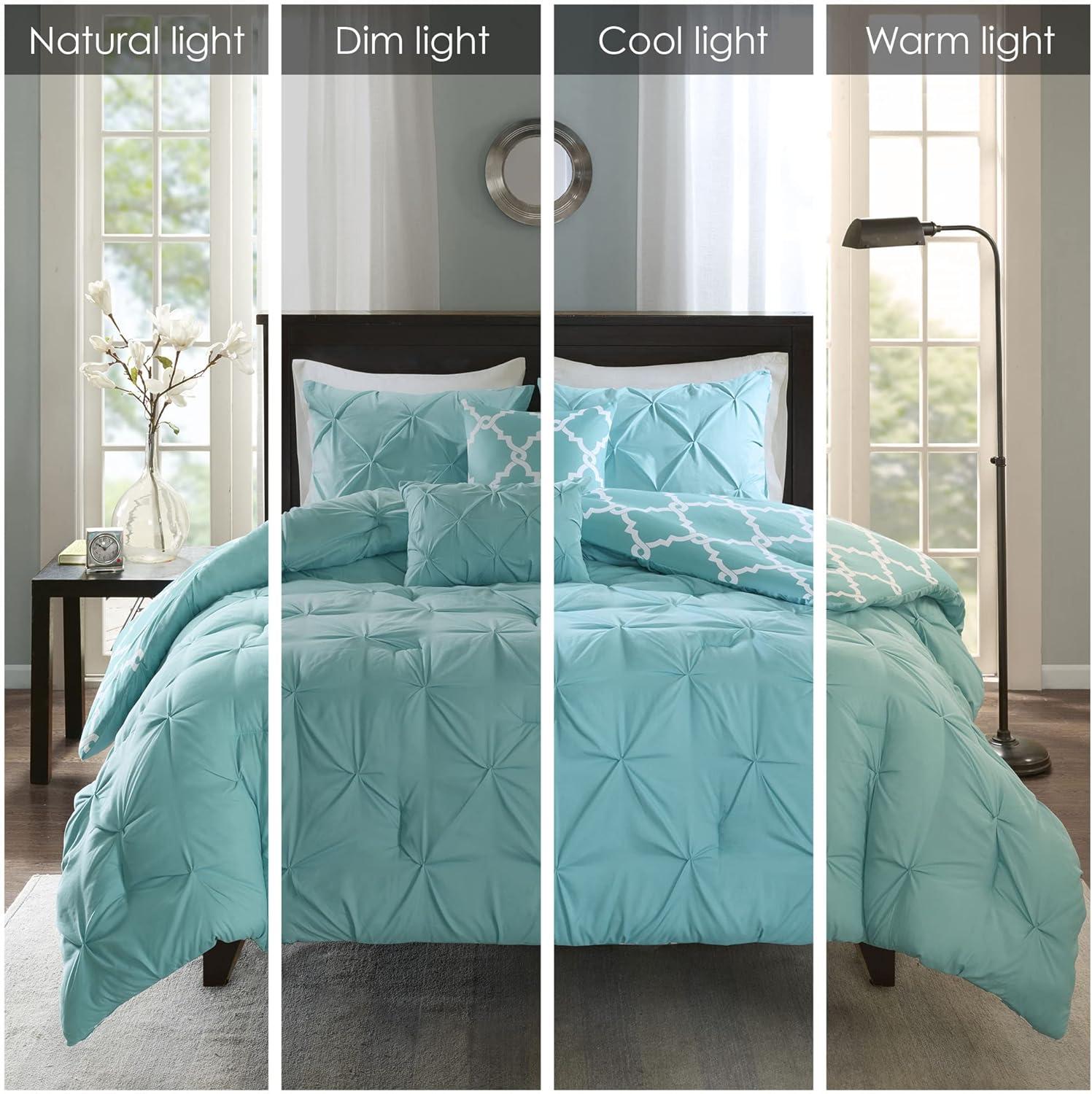 Full Turquoise Aqua Reversible Microfiber Comforter Set