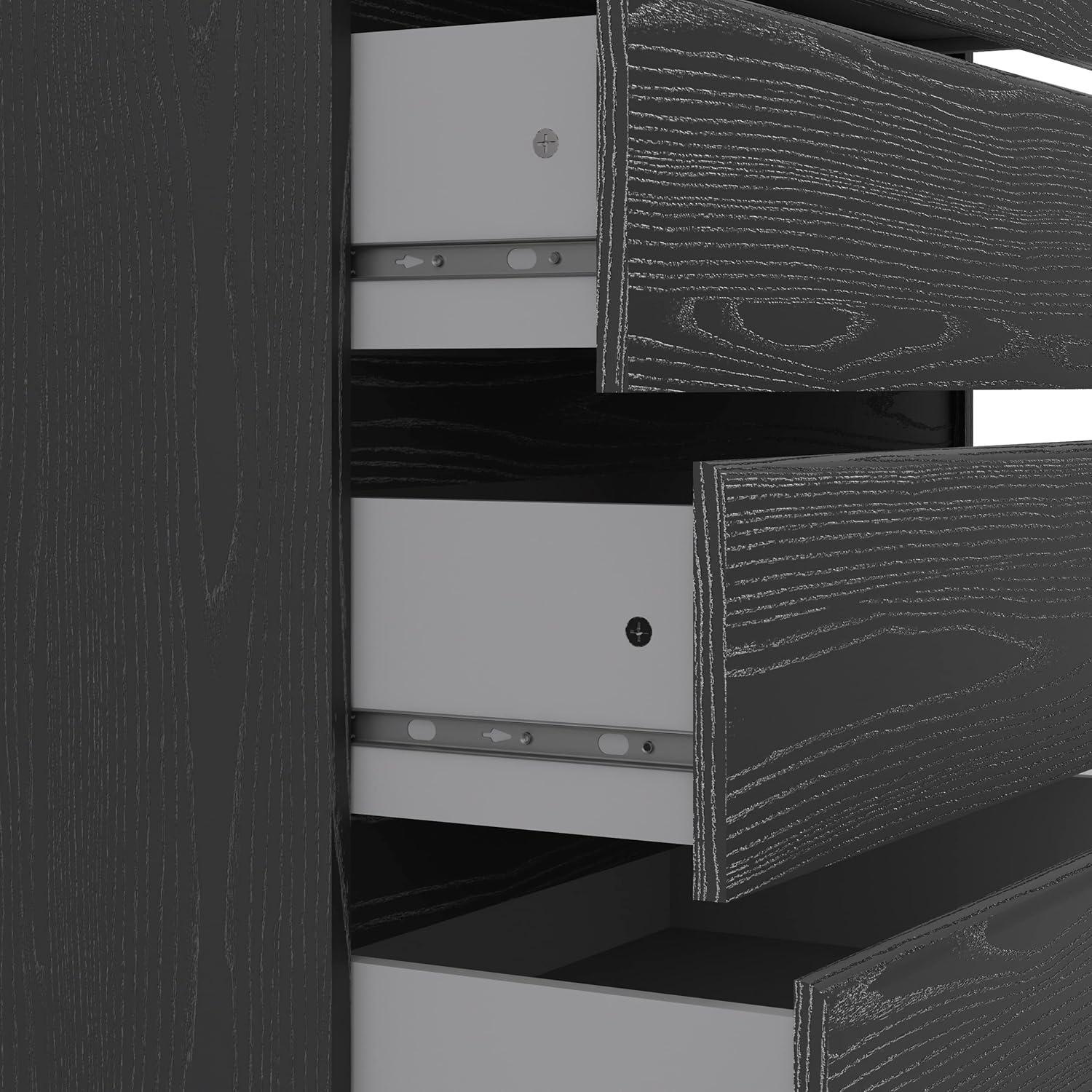 Wood Scottsdale 5 Drawer Chest in Black Woodgrain-Tvilum