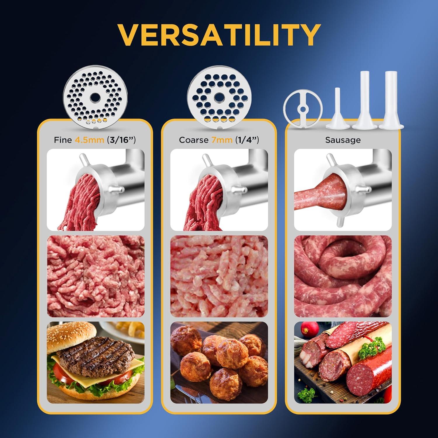 Valley Sportsman #12 Stainless Steel Electric Meat Grinder, 0.75HP 550W, Mirror Polishing, Heavy Duty Industrial Meat Mincer, Ideal for Commercial and Regular Use