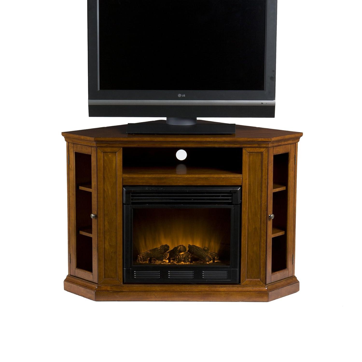 SEI Furniture Ponoma Convertible Media Electric Fireplace in Mahogany