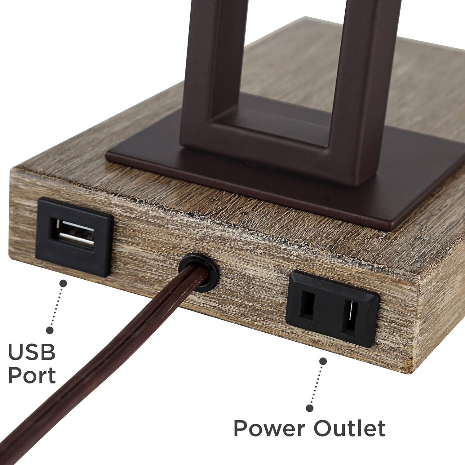 Franklin Iron Works Maricopa Rustic Farmhouse Desk Lamp 21 1/4" High Bronze Metal with USB and AC Power Outlet Mica Shade for Bedroom Living Room Home