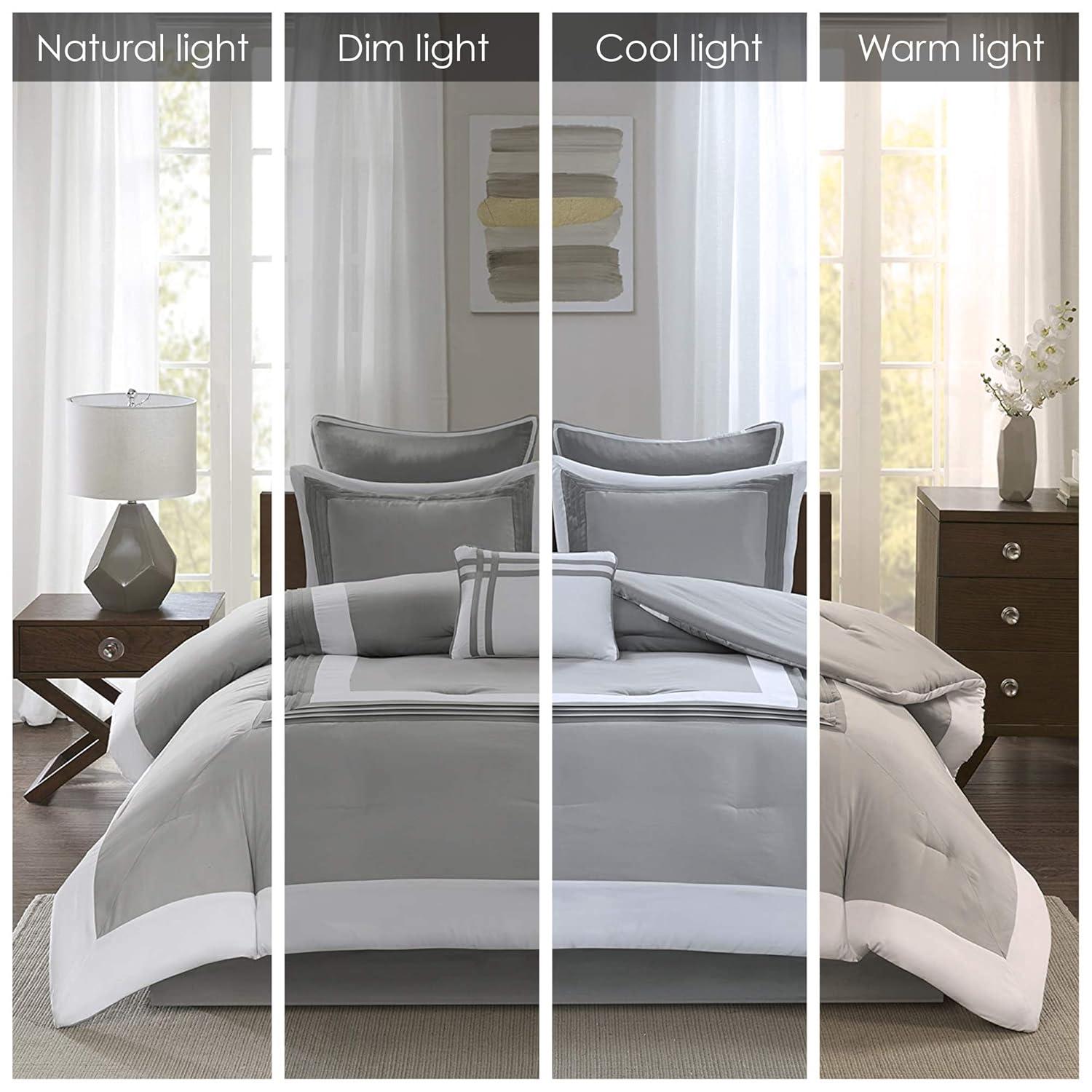 Comfort Spaces Malcom Textured Print Reversible Comforters for Full/Queen Beds, Gray