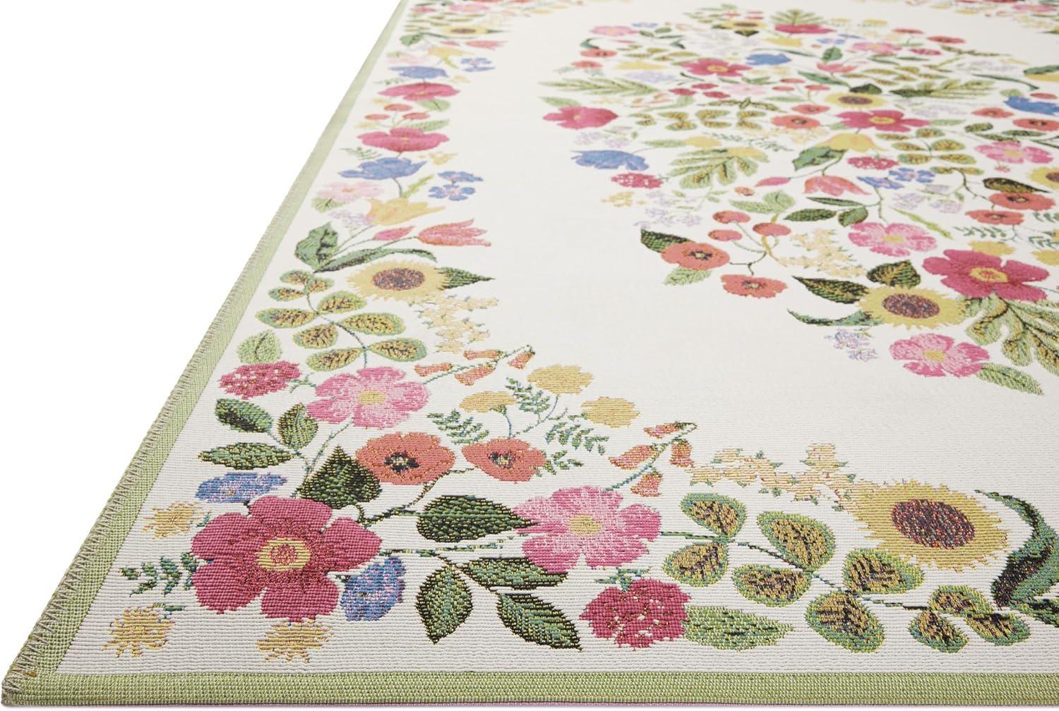 Cream Floral Wool and Synthetic 5'-3" x 7'-8" Area Rug