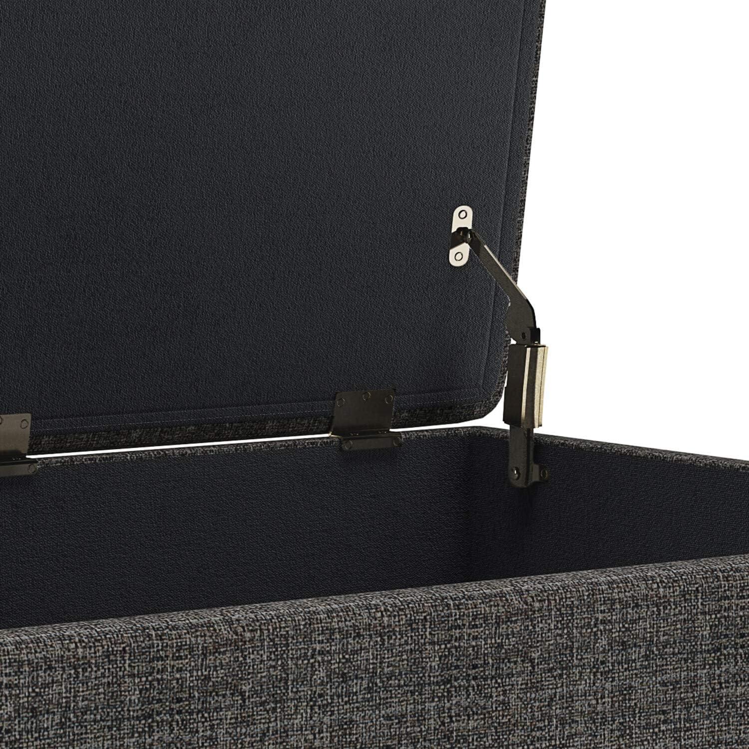 Simpli Home Owen 34"W Upholstered Coffee Table Storage Ottoman with Lift Top and Solid Wood Legs