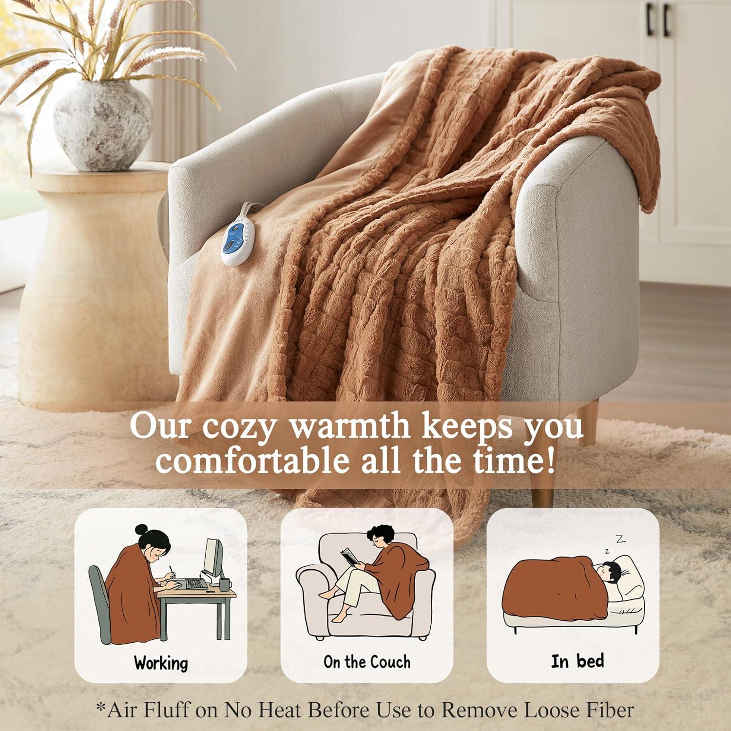 Beautyrest Beautyrest Zuri Oversized Heated Faux Fur Throw