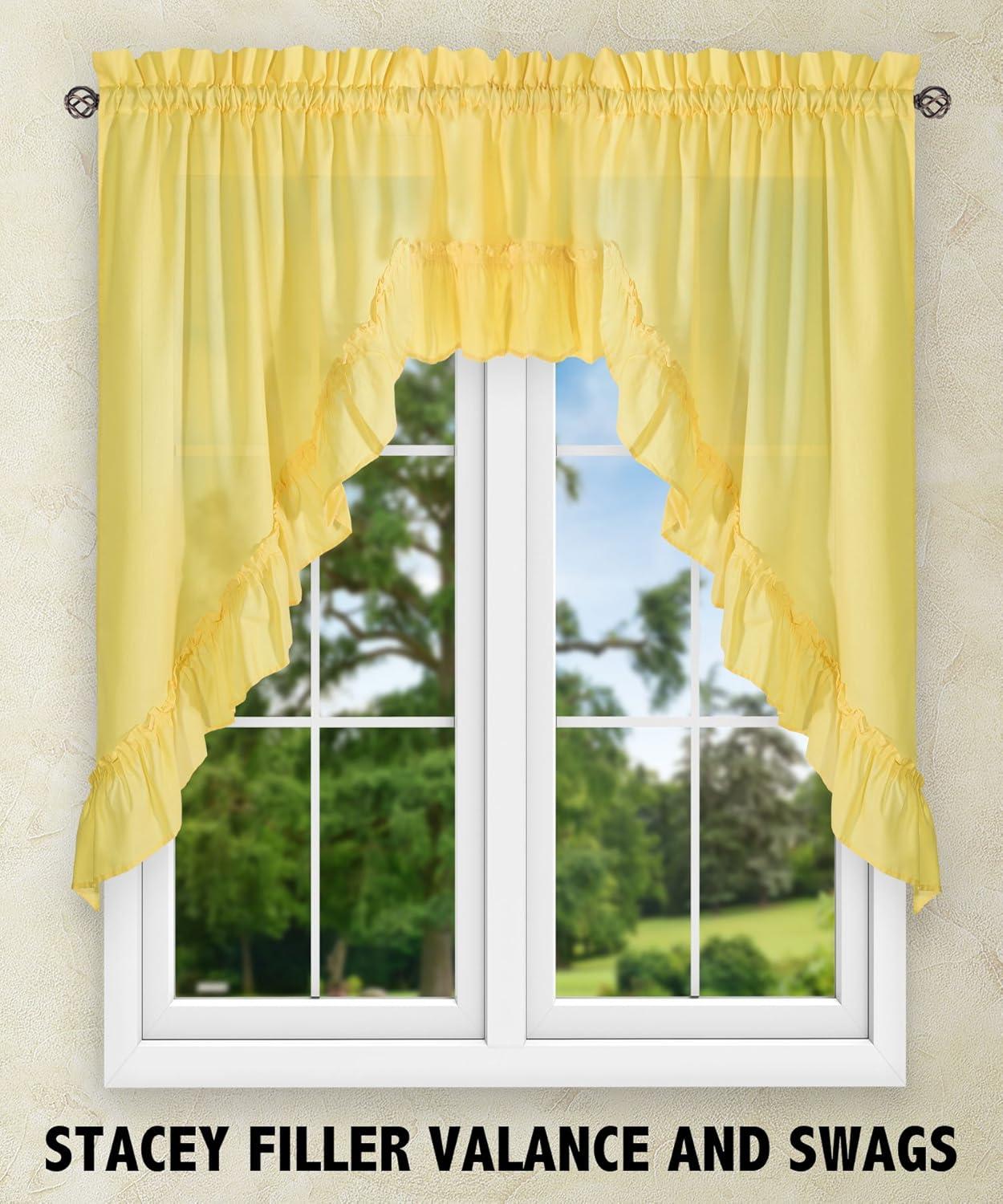 Ellis Stacey 1.5" Rod Pocket High Quality Fabric Solid Color Window Balloon Valance 60"x15" Yellow