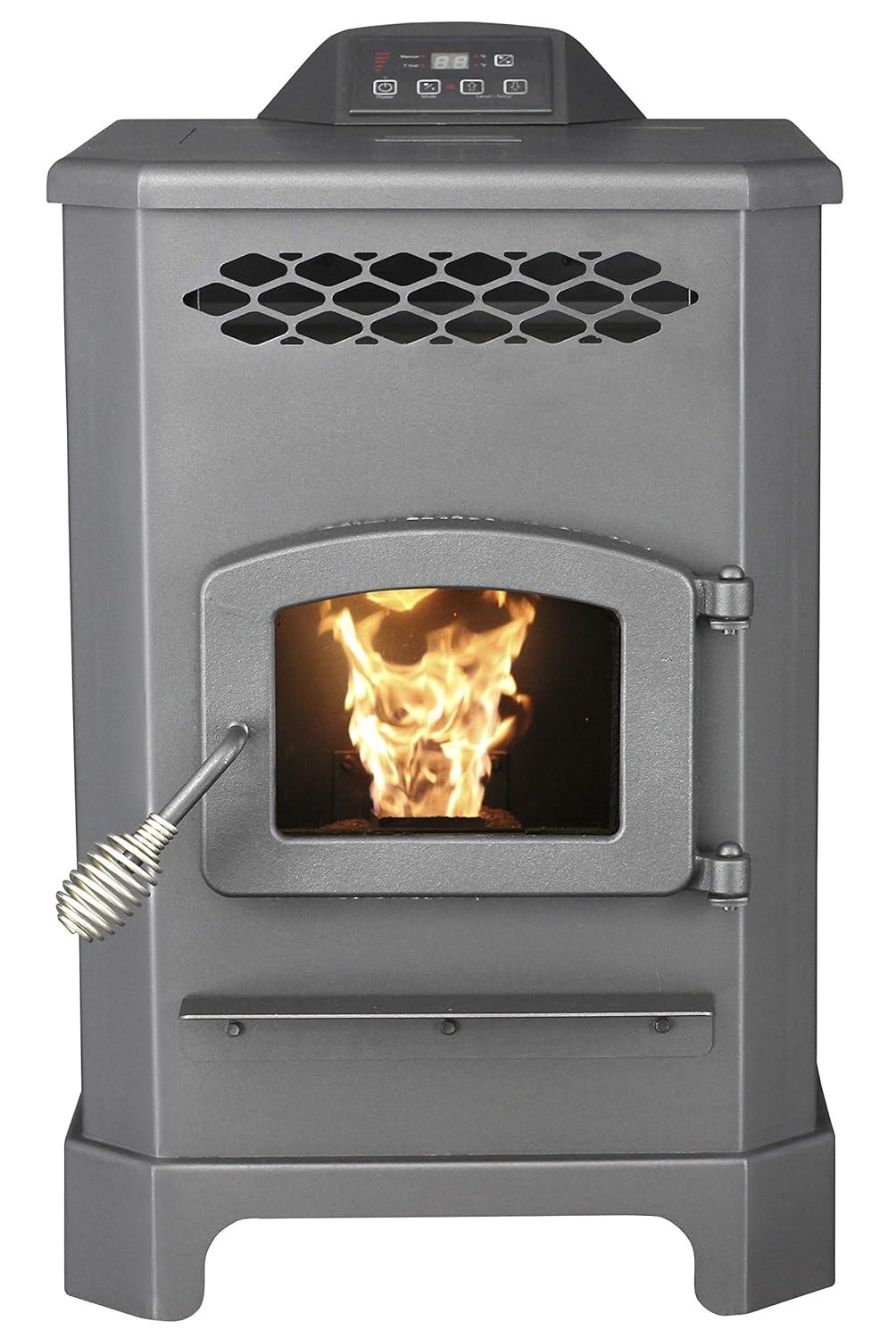 Medium Black Freestanding Pellet Stove with Remote Control