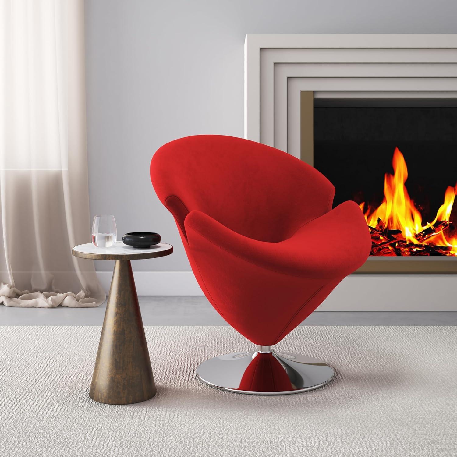 Troyer Velvet Swivel Barrel Chair