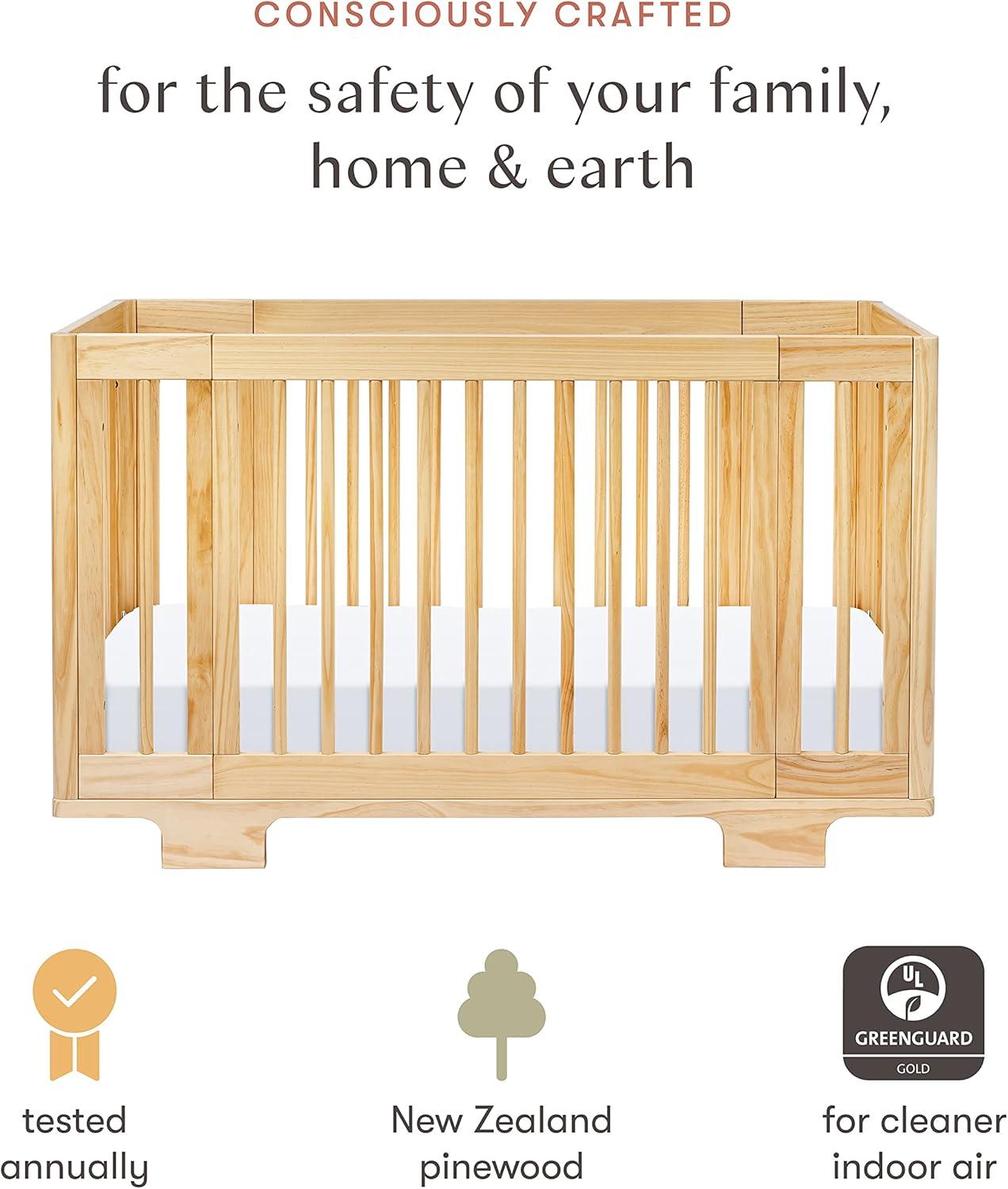 Babyletto Yuzu Natural Wood 8-in-1 Convertible Baby Crib with All Stages Conversion Kit