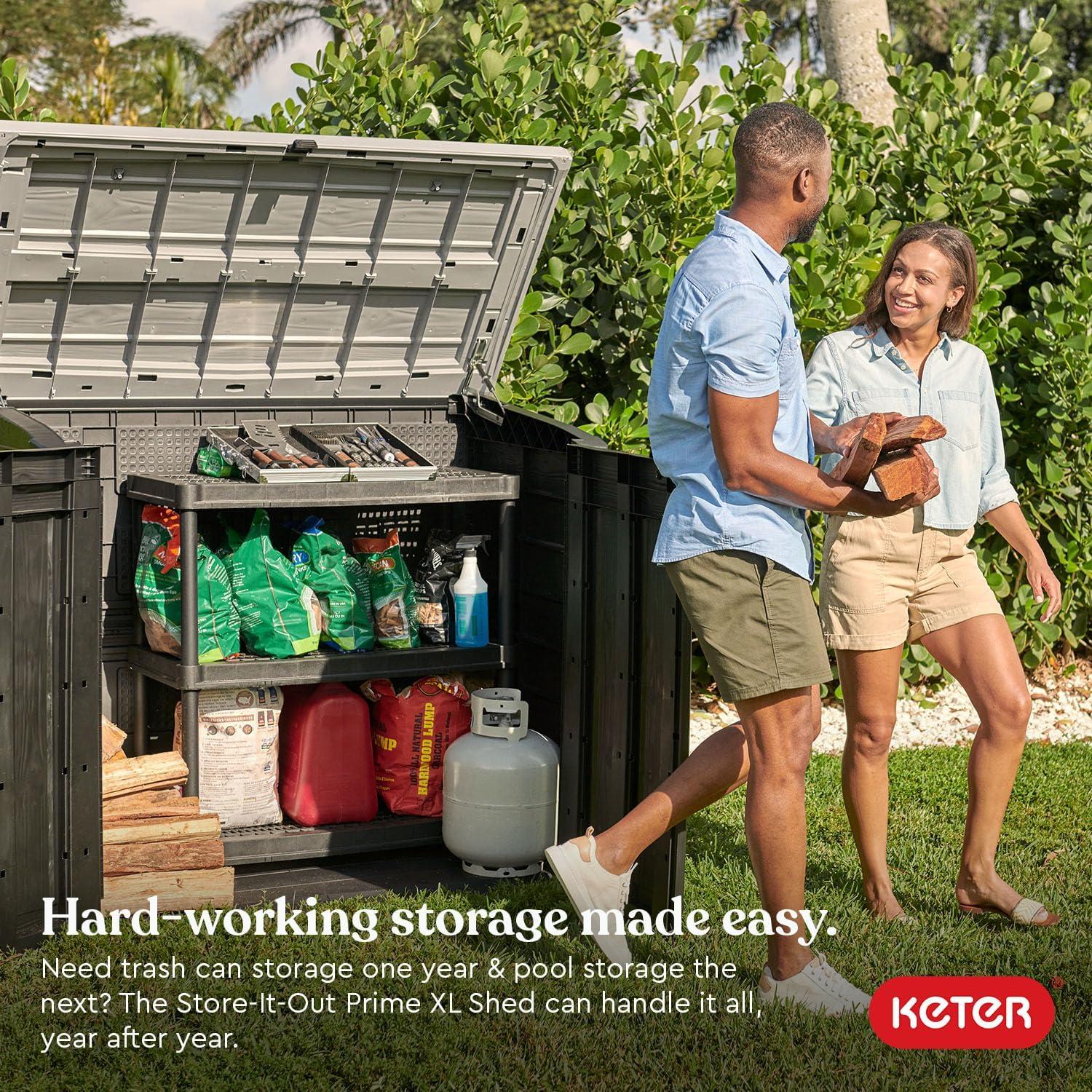 Keter Keter Store It Out Prime Durable Resin Outdoor Storage Shed With Floor and Double Doors for Garden Patio Furniture and Tools