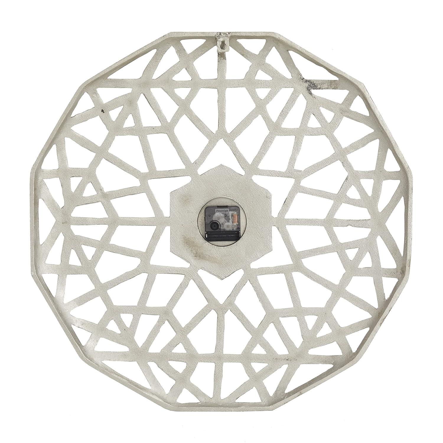 DecMode 24" Silver Aluminum Geometric Wall Clock with Cut Out Design