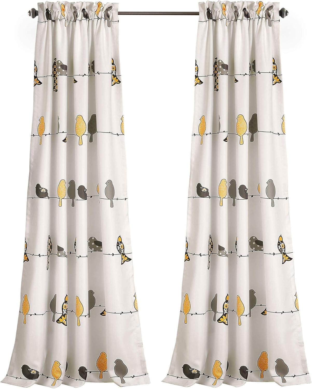 Lush Decor Rowley Birds Room Darkening 84" x 52" + 2" Header Animal print Yellow 100% Polyester 3" Rod Pocket 2-Pc Set Window Panel