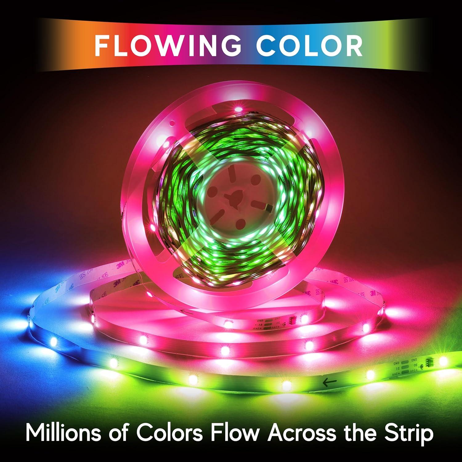 Xtreme Lit 50ft Bluetooth LED Light Strips, Flowing Color Effect, App Use, Indoor, Corded Electric