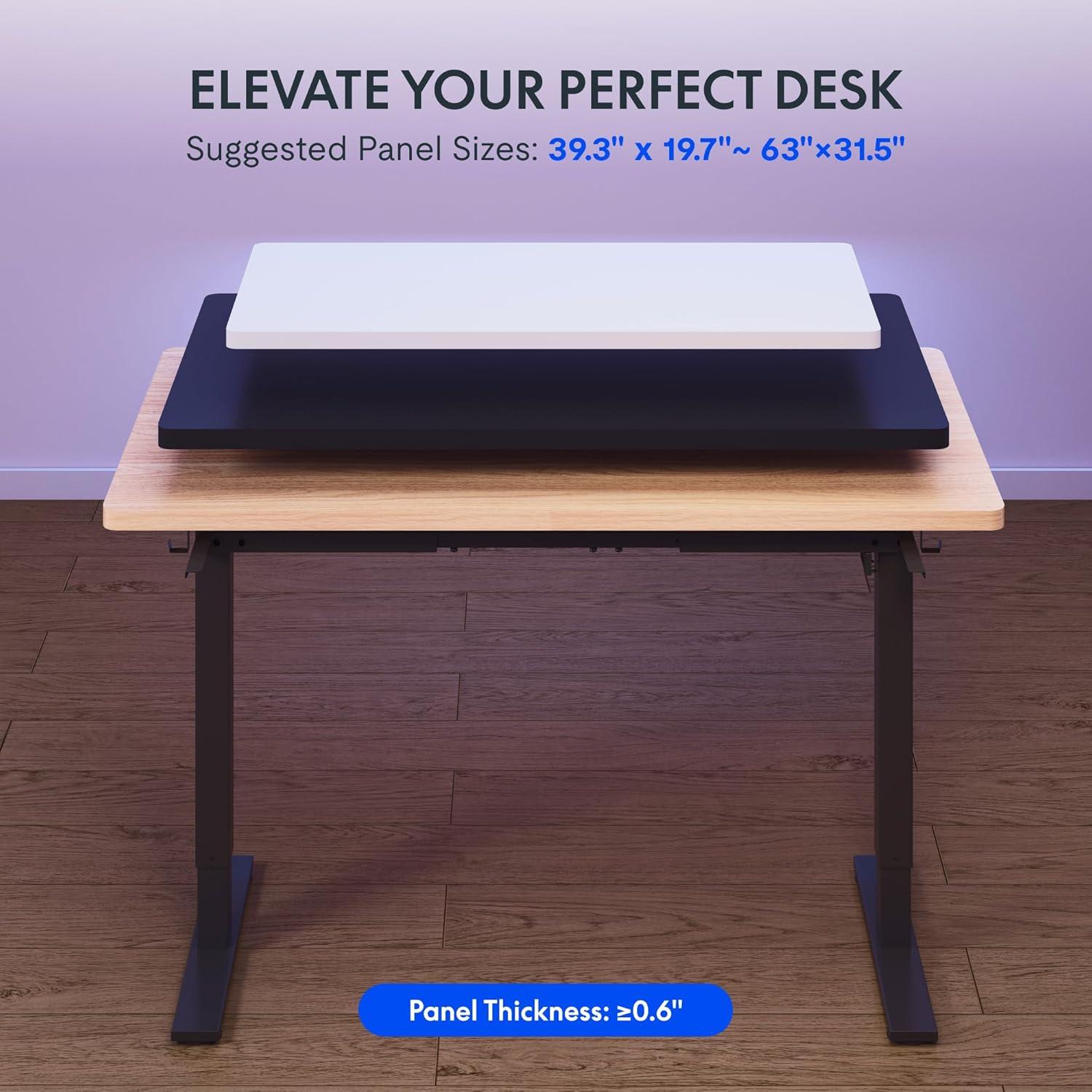 FLEXISPOT Height Adjustable Standing Desk Frame with Memory Controller, Electric Sit Stand Desk Base for Home and Office (Black Frame Only)