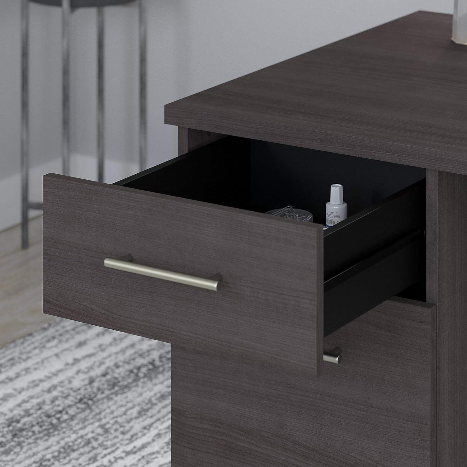 Somerset 72W Office Desk with Drawers and Hutch in Storm Gray - Engineered Wood