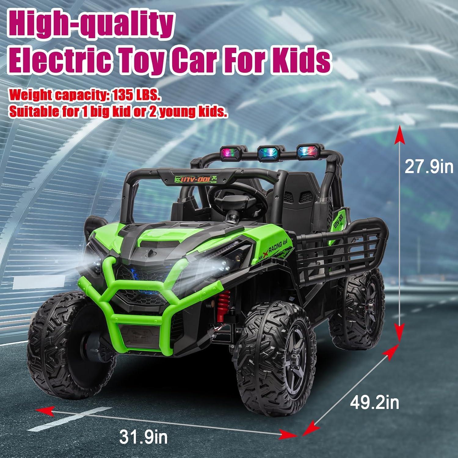 Green 24V 4WD Off-Road Ride-On UTV with Remote Control