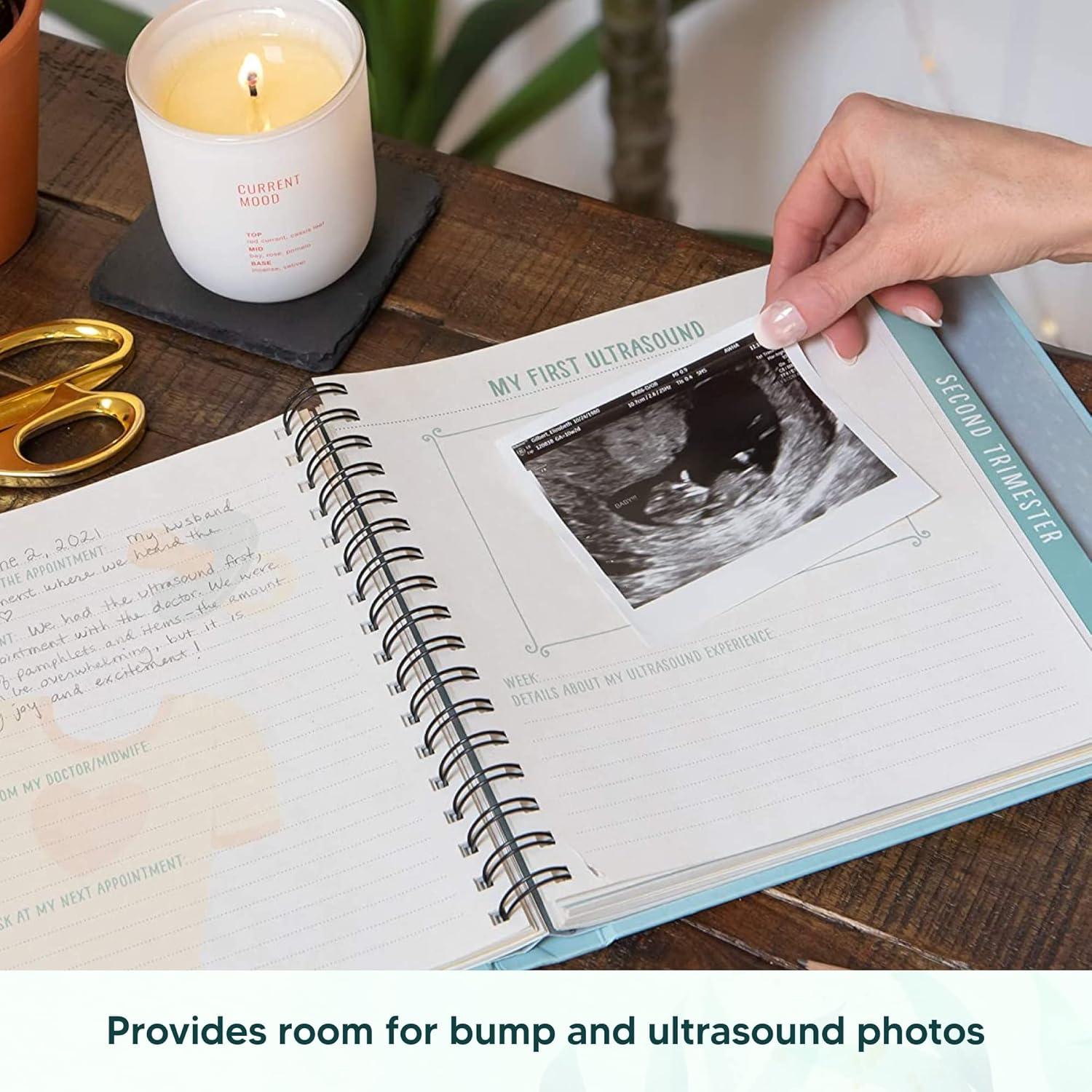 Bump for Joy Green Hardcover Pregnancy Journal with Spiral Binding