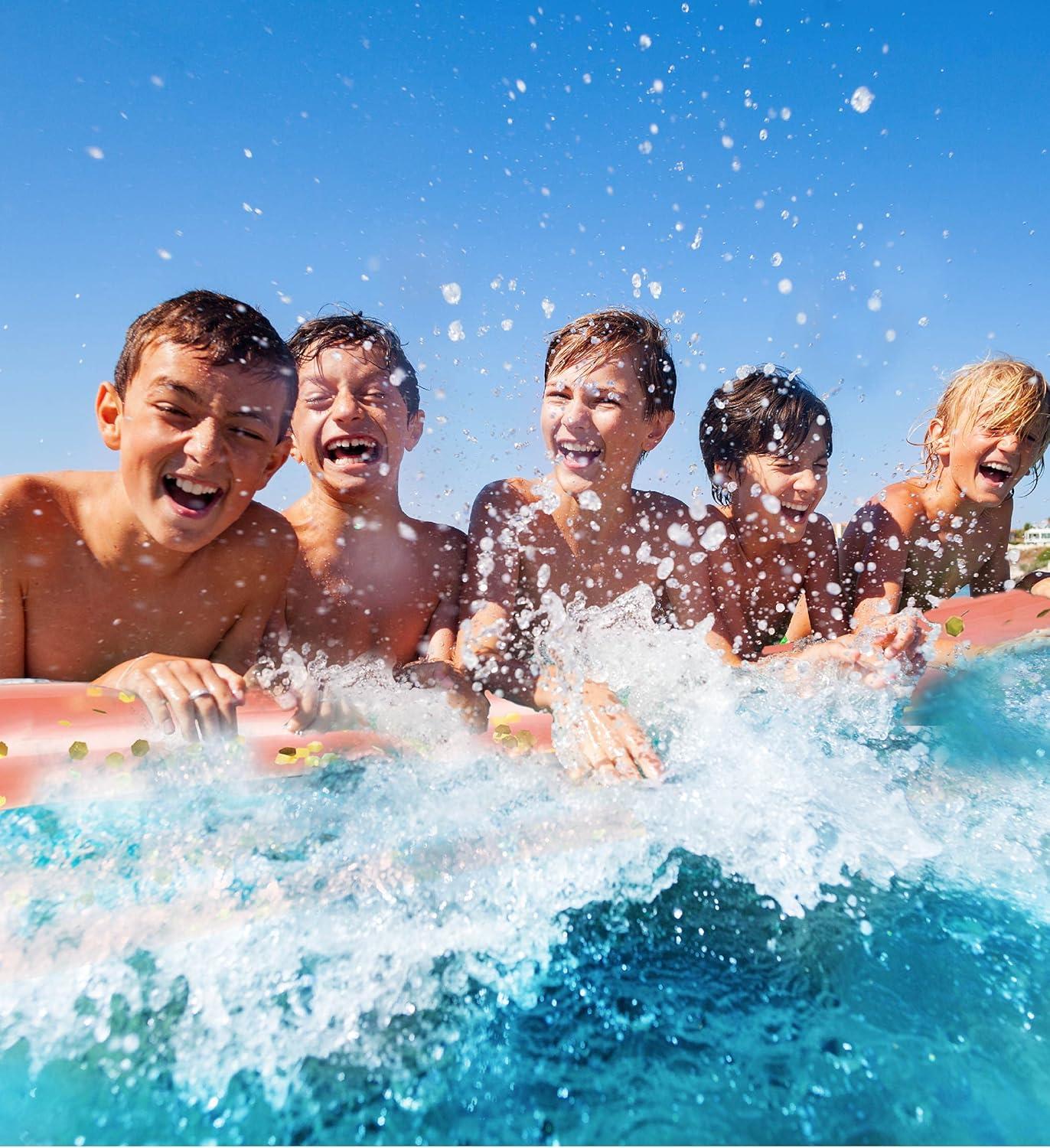 POZA Inflatable Rose Gold Full House Bundle - Premium Luxurious Sparkle Confetti 36" Pool Float Tube, 16" Beach Balls, 74" Pool Noodles, 48" Pool Chair, and 56" Water Hammock - 7 Pieces Pack