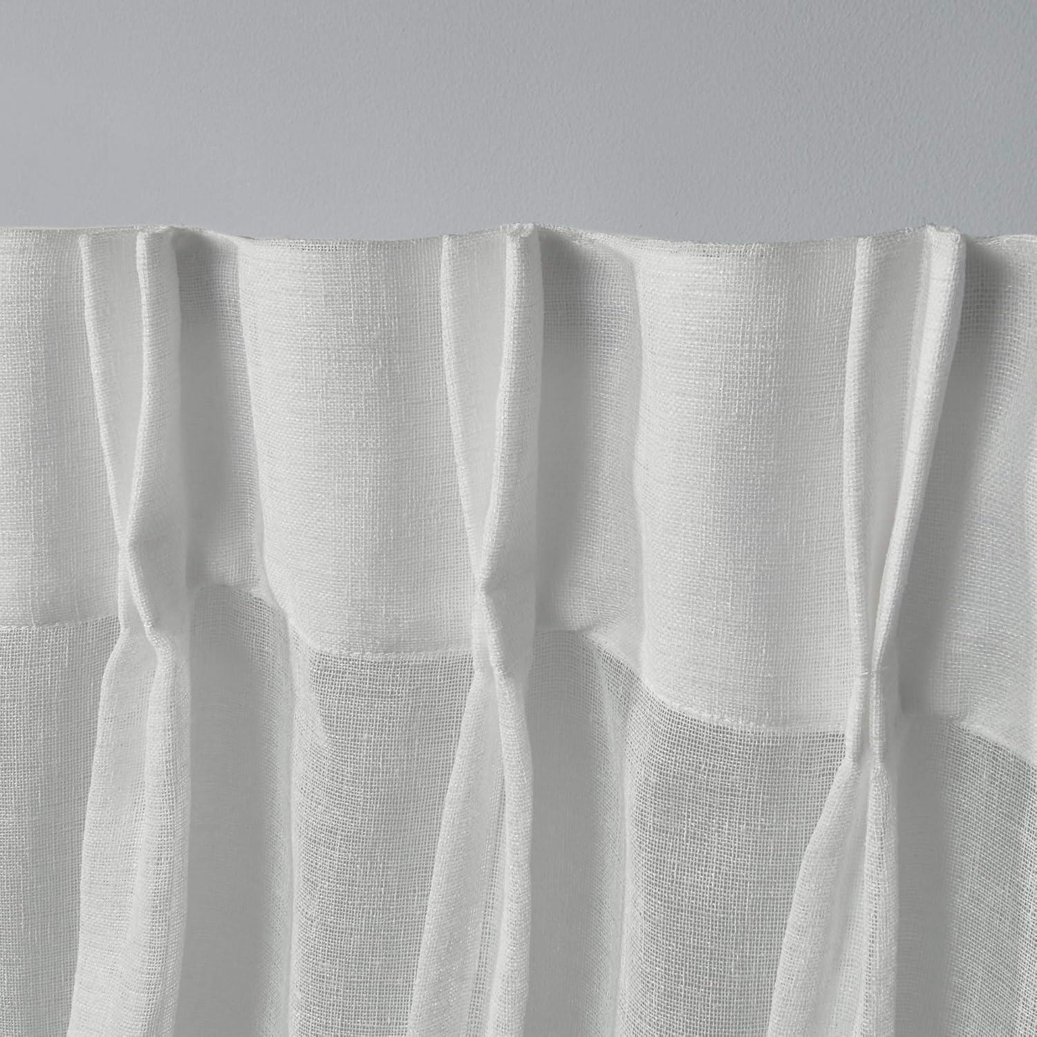Set of 2 63"x30" Belgian Sheer Pinch Pleat Top Curtain Panel Ivory - Exclusive Home