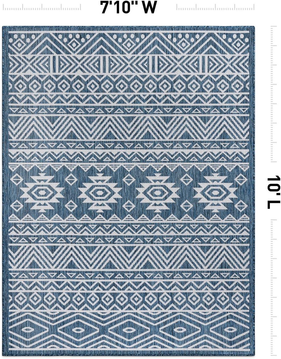 World Rug Gallery Distressed Geometric Bohemian Textured Flat Weave Indoor/Outdoor Area Rug