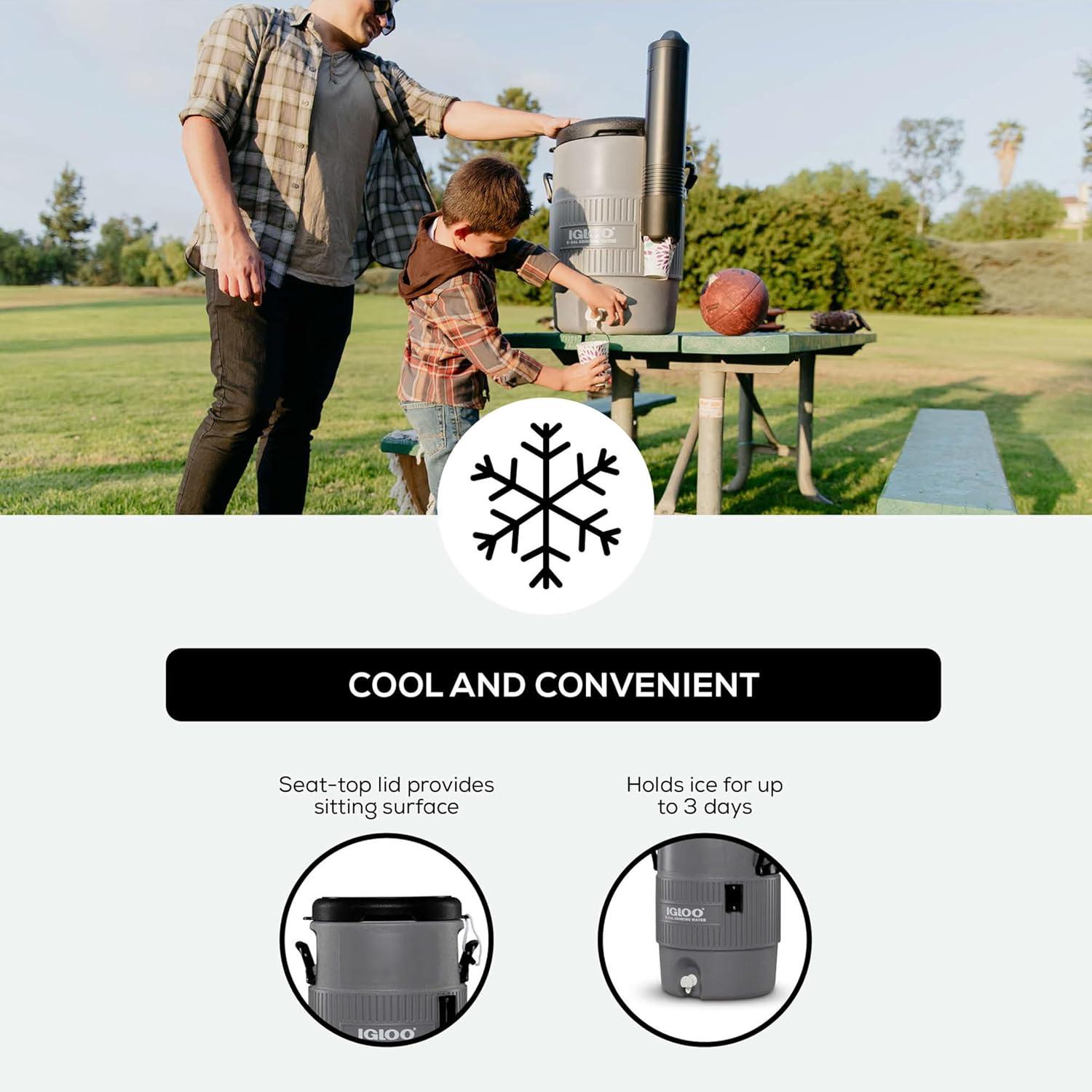 Igloo Sports Cooler Water Beverage Dispenser, Insulated 5 & 10 Gallon Water Cooler, Insulated Drink Dispenser with Spout, Portable Handwashing Stations