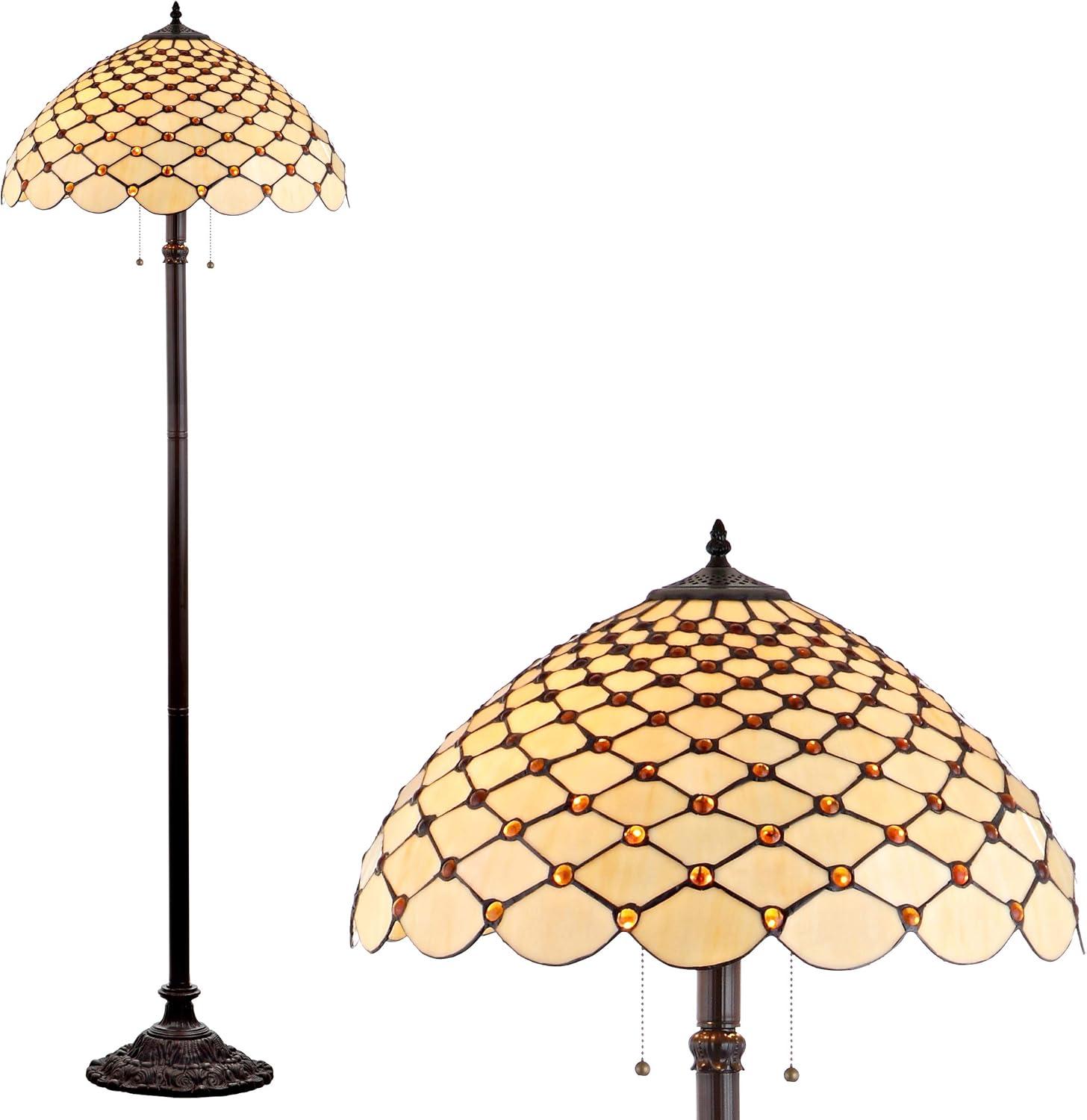 JONATHAN Y JYL8009A Lee Tiffany-Style 62" LED Floor Lamp, Traditional, Art Nouveau Style for Office, Living Room, Family Room, Dining, Bedroom, Hallway, Foyer, Bronze