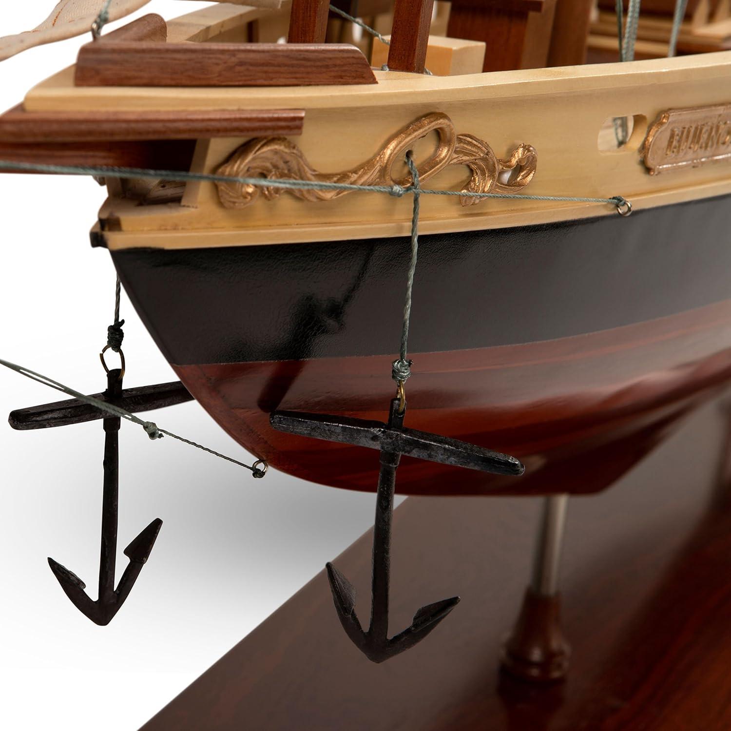 Authentic Models Model Ship - Bluenose II Painted Yacht Replica, Vintage Sailboat and Nautical Decor for Home, Bathroom or Nursery, Wooden Model Ship Antique for Adults (47 x 9 x 41 inch)