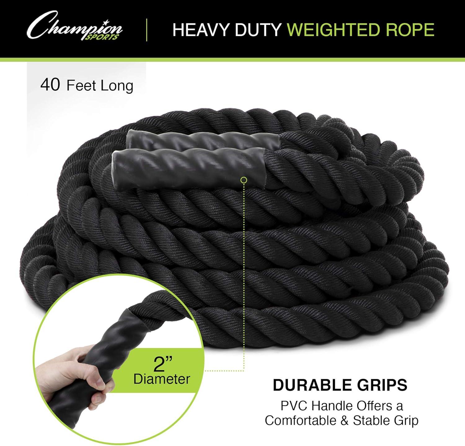 Black Heavy-Duty Polyester Training Battle Rope with PVC Handles