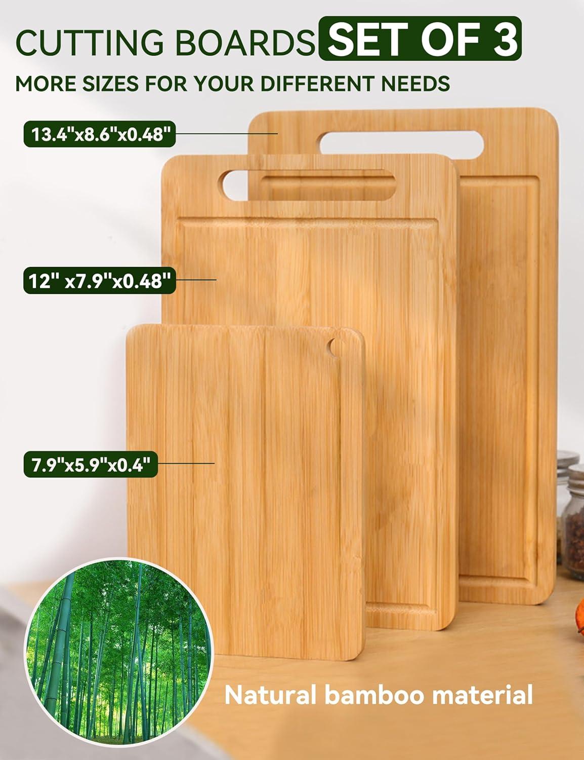 Classic Bamboo 3-Piece Rectangular Cutting Board Set