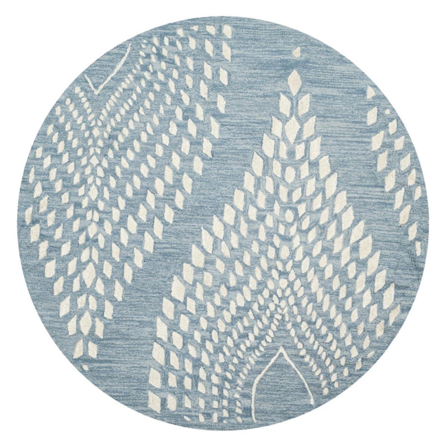 Bella BEL126 Hand Tufted Area Rug - Blue/Ivory - 5'x5' - Safavieh.