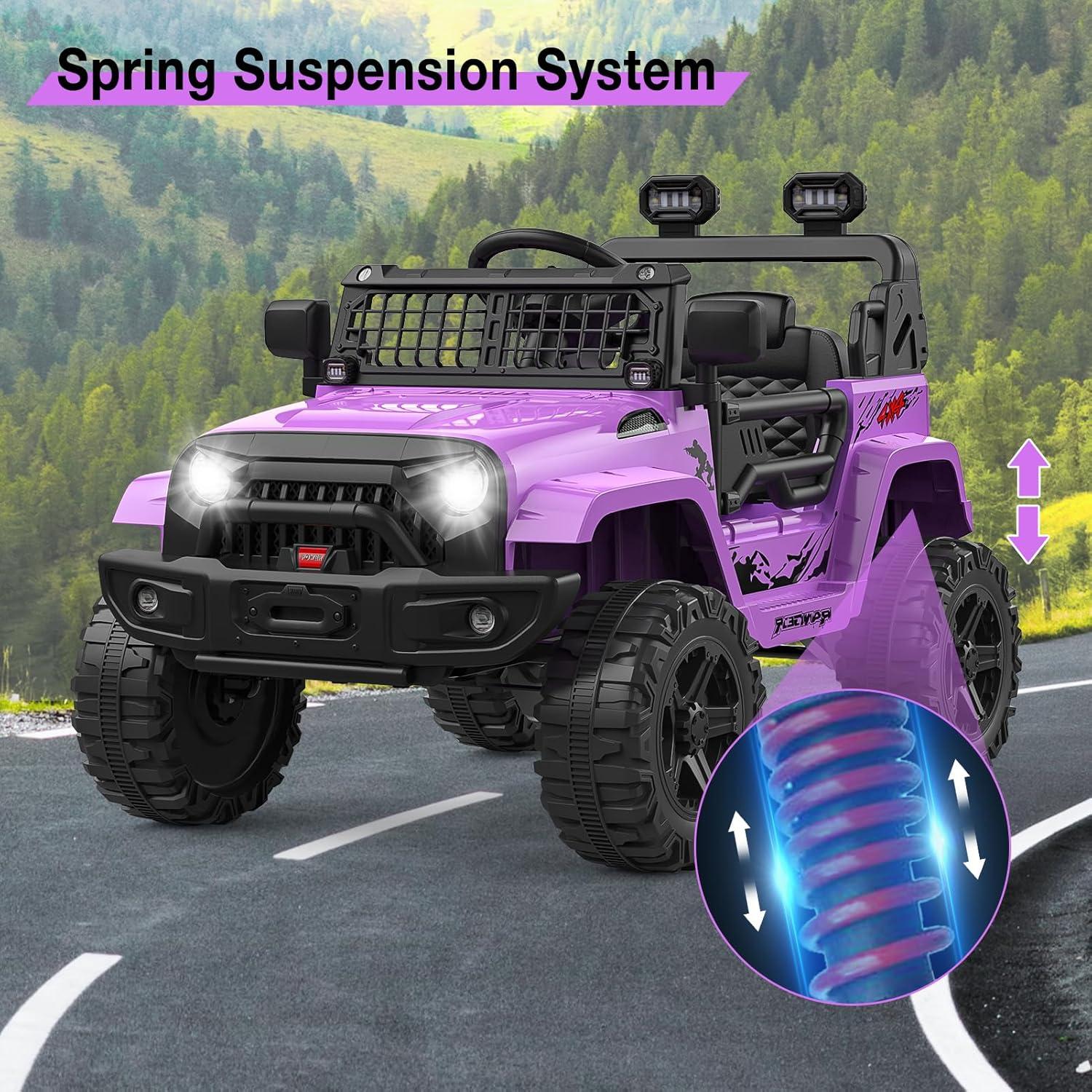 Purple 12V Kids Electric SUV with Remote Control and LED Lights