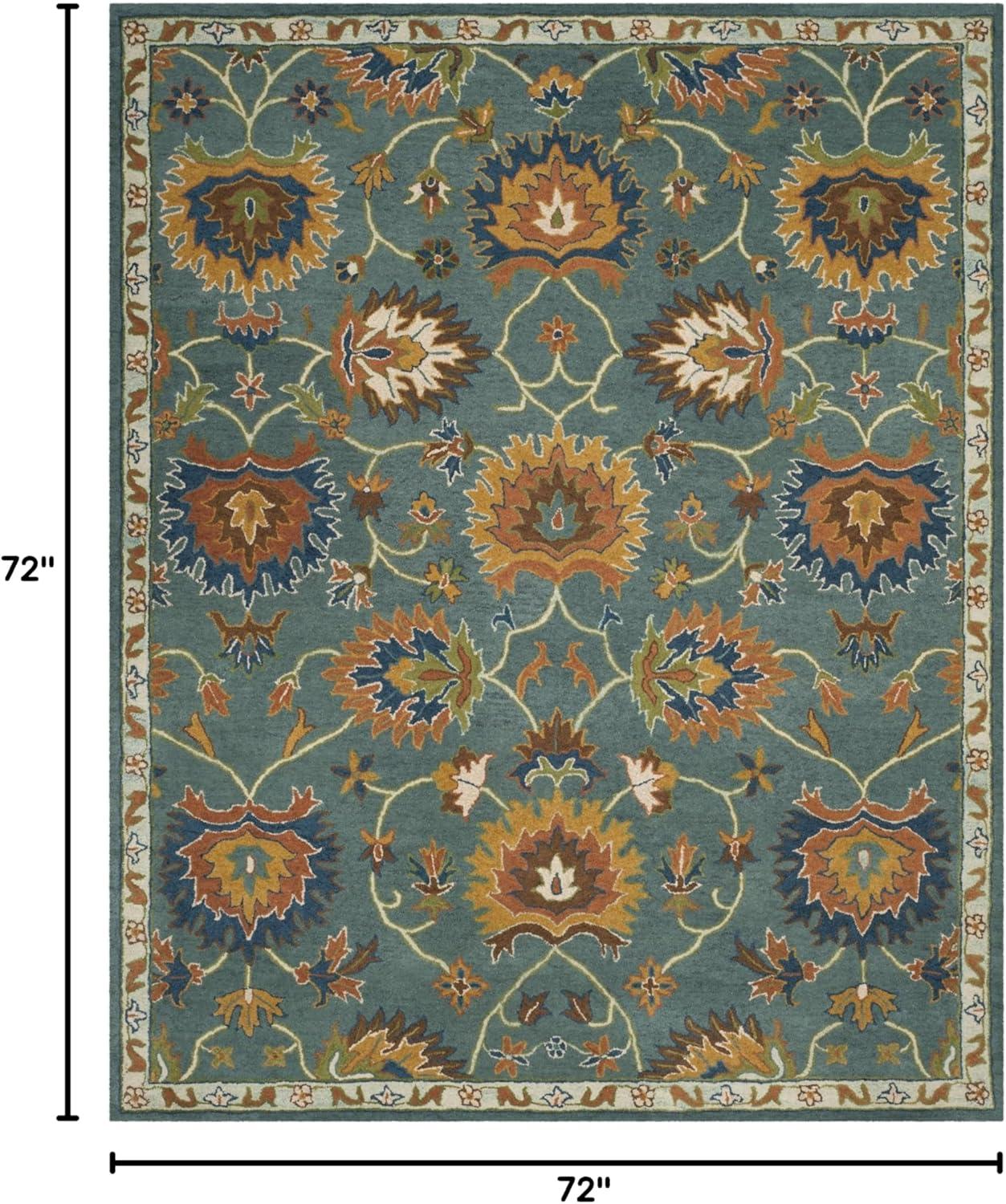 Luxe Heritage 6' Square Light Blue Hand-Tufted Wool Area Rug