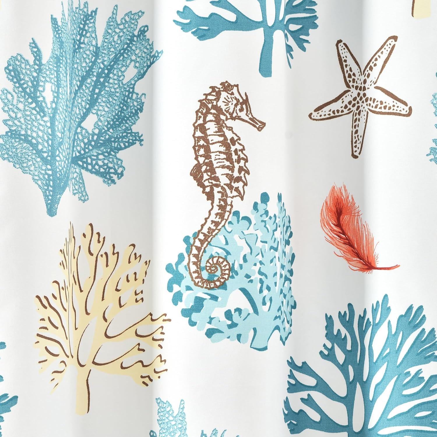 Lush Decor Coastal Reef Feather Shower Curtain