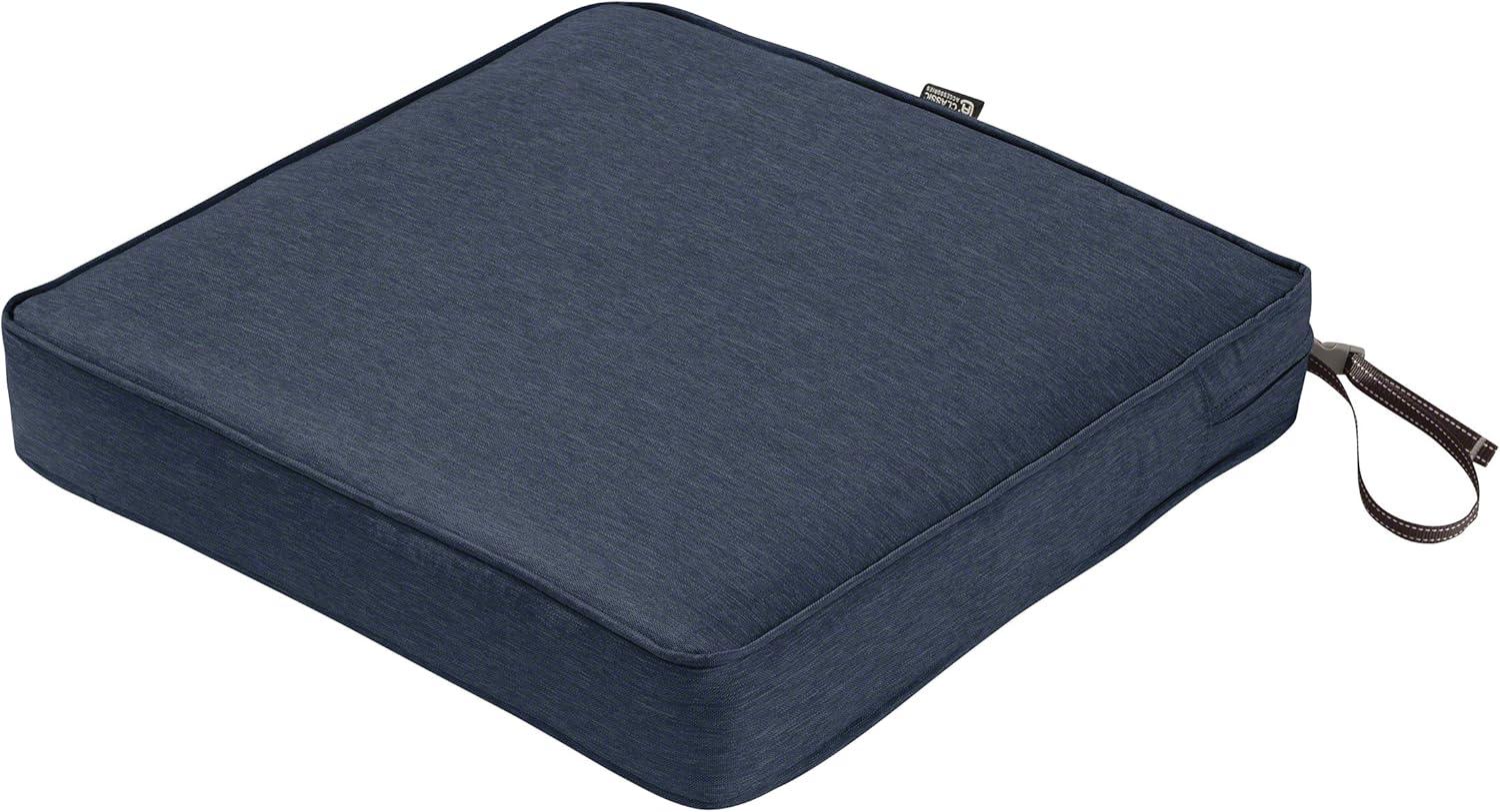 Classic Accessories Montlake FadeSafe Water-Resistant Patio Dining Seat Cushion, 19 x 19 x 3 inch, Heather Indigo