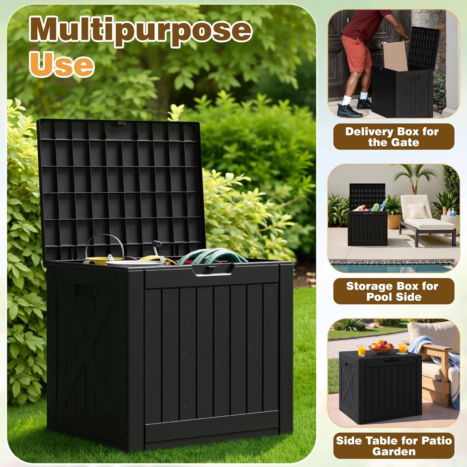 MAXAYA Resin Deck Box 120 Gallon Waterproof Large Deck Boxes P...