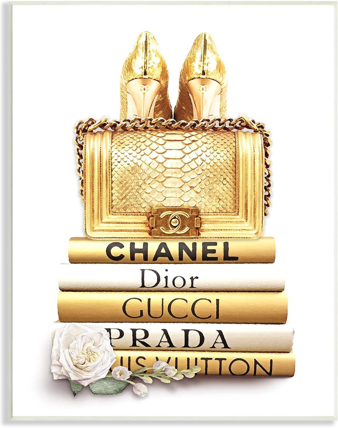 " Divine Golden Fashion Purse On Glam Designer Bookstack "