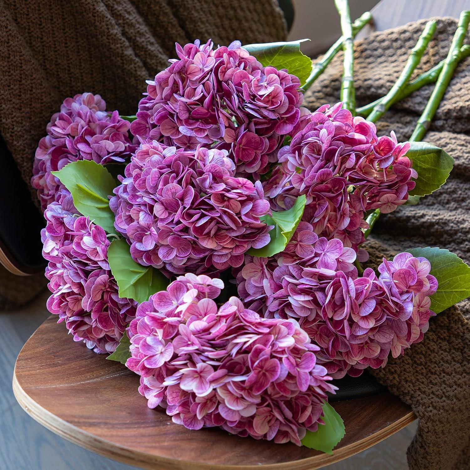 Real Touch Pink Artificial Hydrangea Bouquet for Office Decor