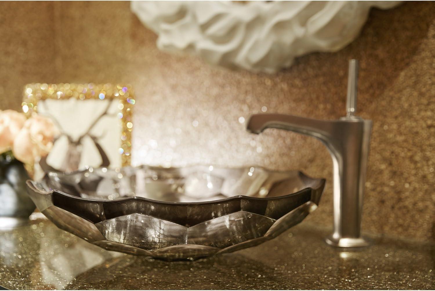 Kohler Briolette, Artist Editions Oval Faceted Glass Bathroom Vessel Sink