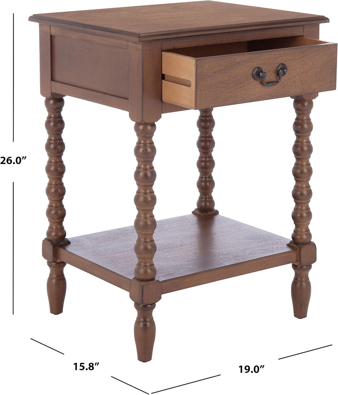 Solid Wood Top End Table with Storage