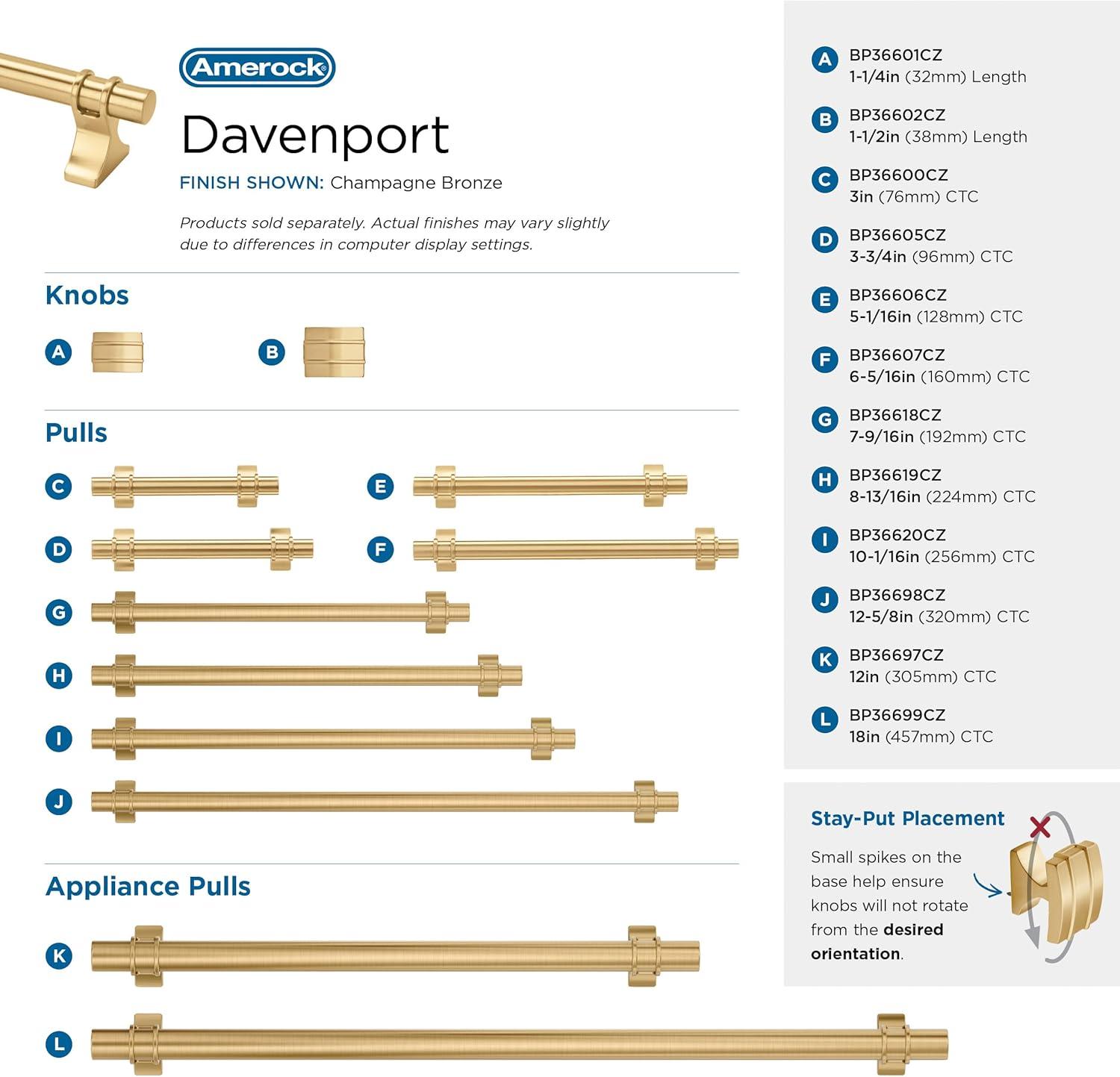Davenport 1 3/16" Length Square Knob