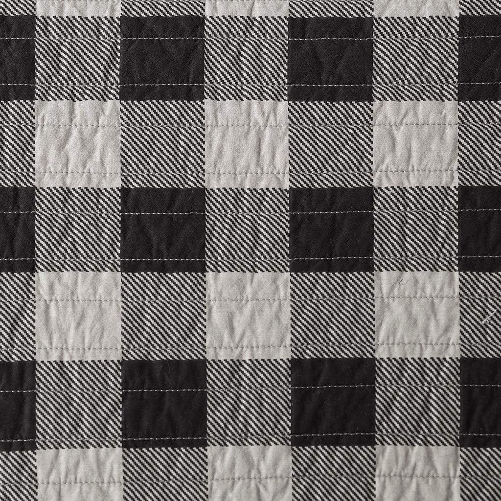 Gray King Cotton Reversible Buffalo Check Quilt Set