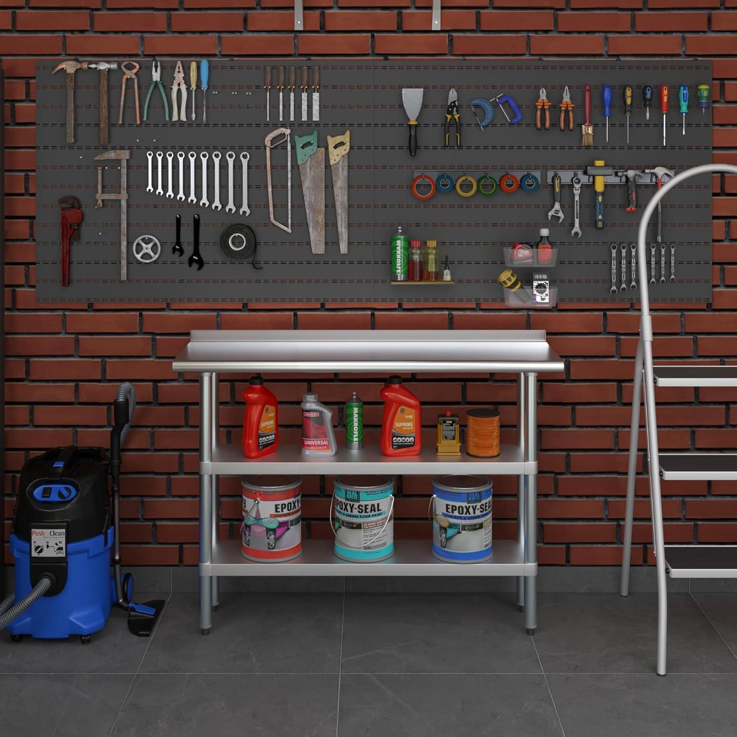 Stainless Steel Work Table with 2 Shelves