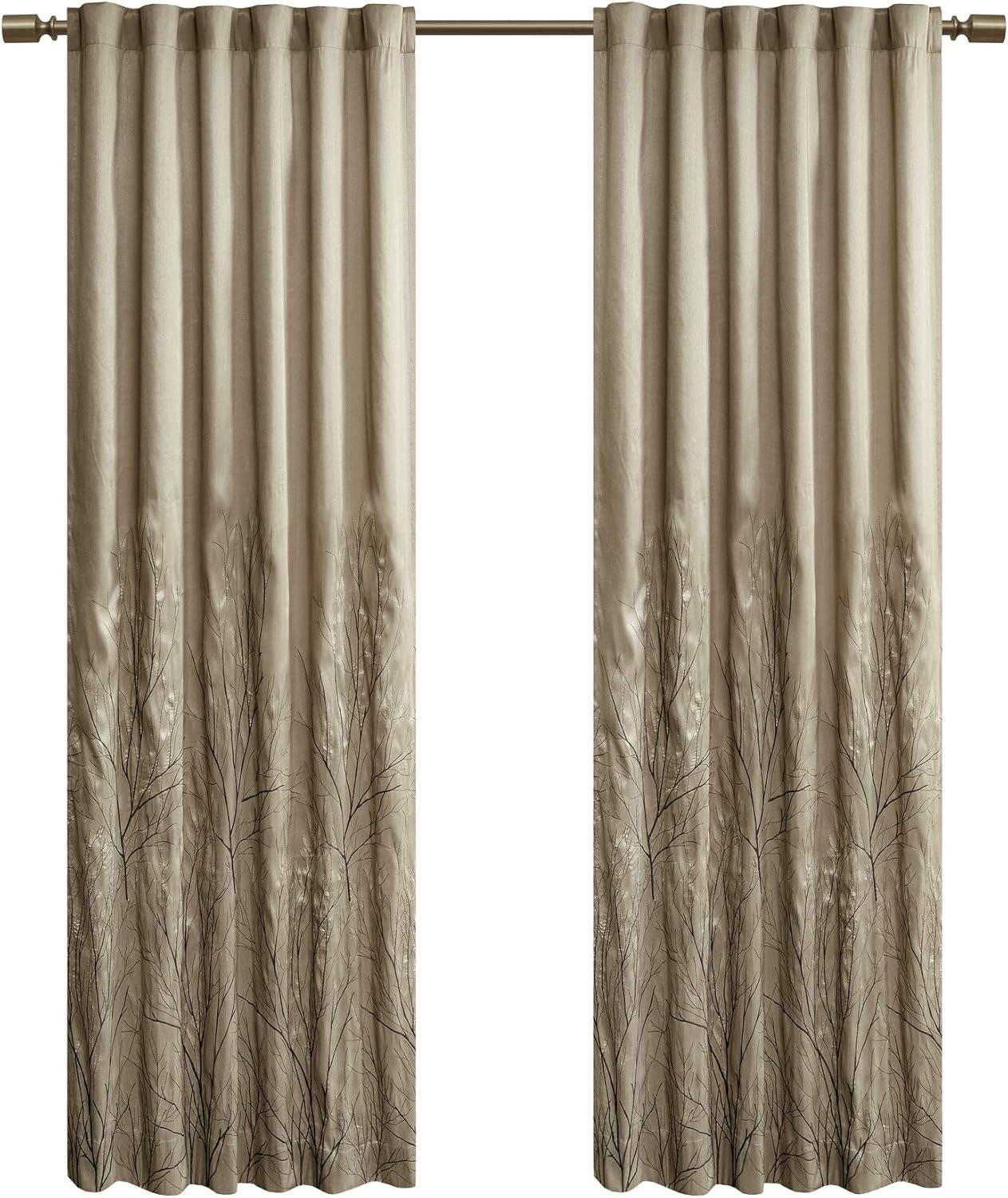 Andora Embroidered Branch Rod Pocket Single Curtain Panel