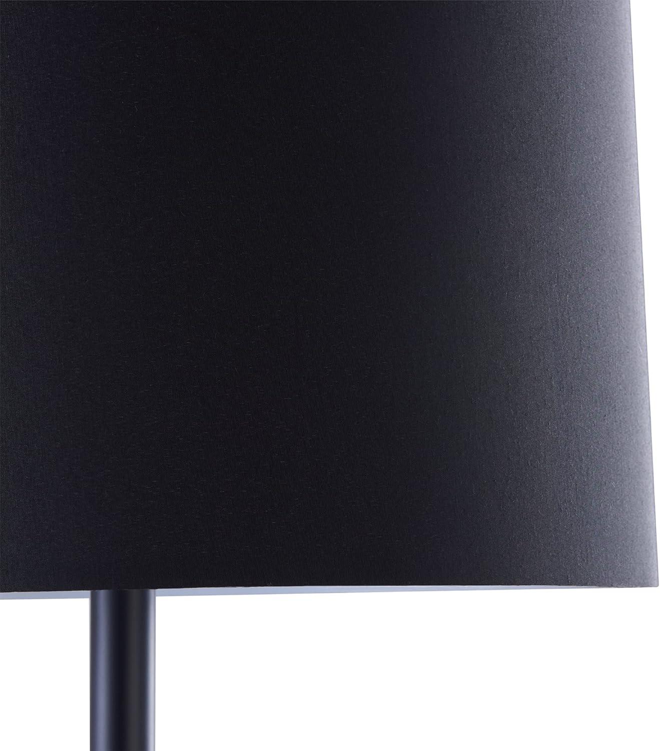 Black Metal Floor Lamp with Faux Marble Table and USB Port