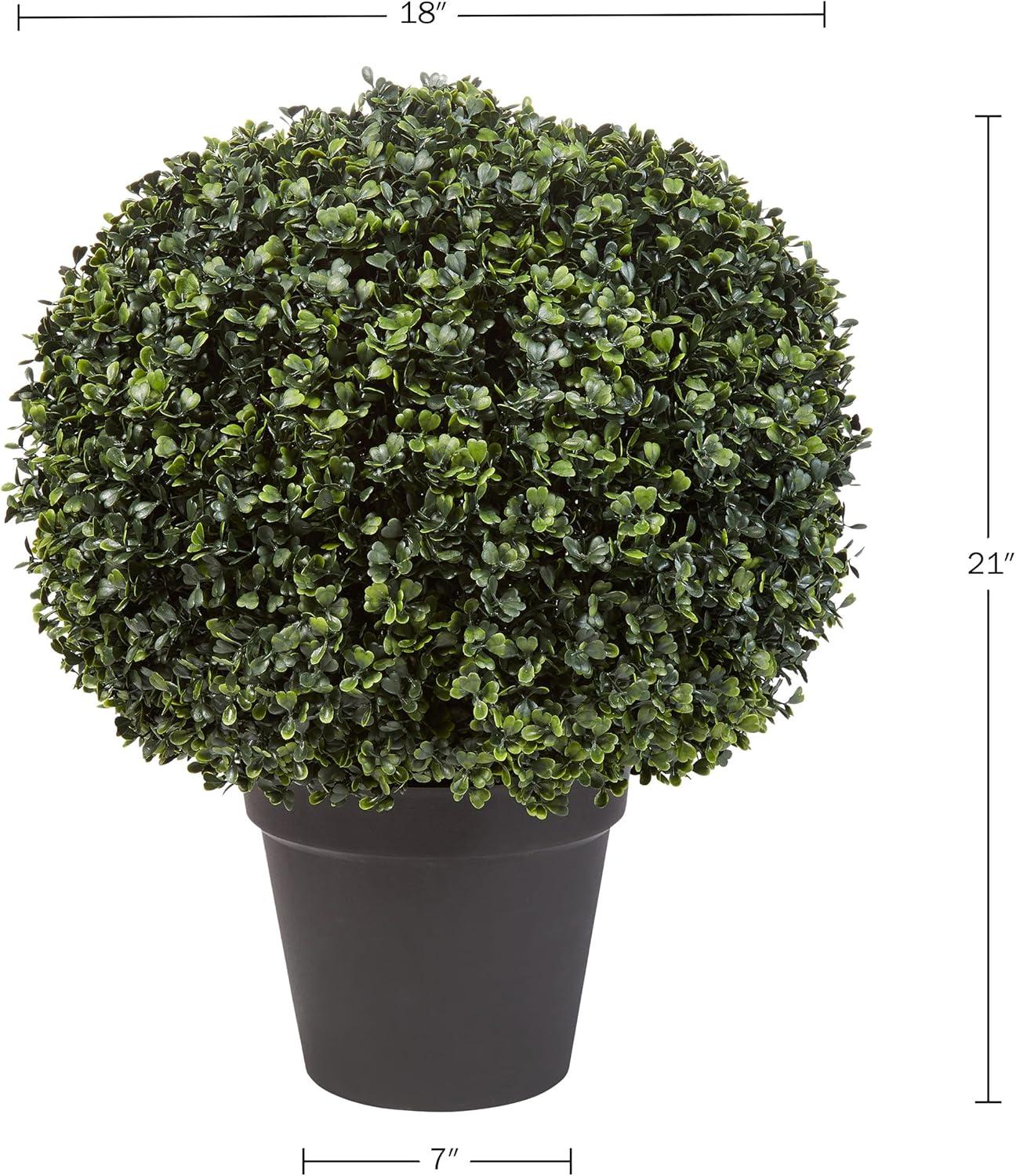 Pure Garden Indoor/Outdoor Artificial Boxwood Topiary - Faux Plant in Sturdy Pot