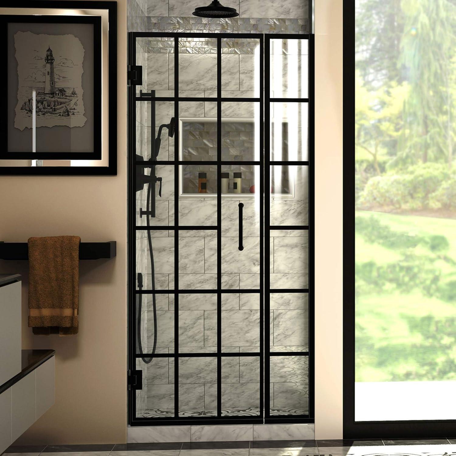 Unidoor Toulon 34" W x 72" H Hinged Frameless Shower Door