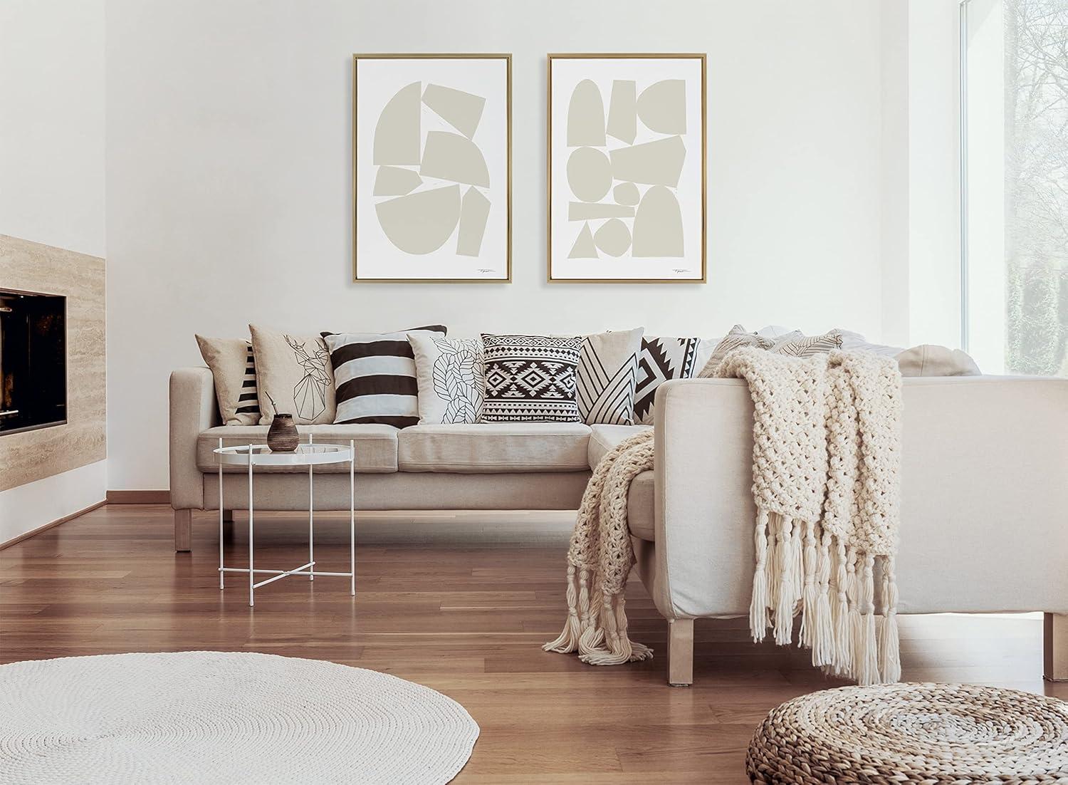 Kate and Laurel Sylvie Constructed I Neutral Framed Canvas by Statement Goods