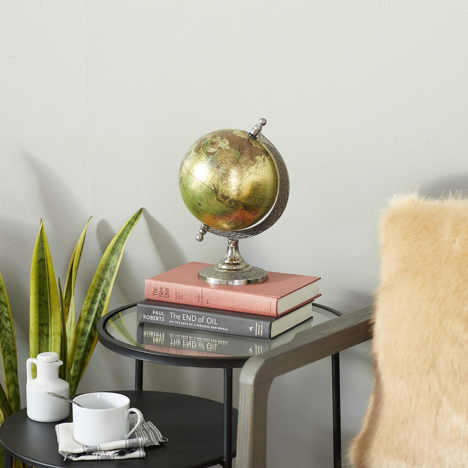 Elegant Traditional Brown Aluminum Globe, 7" x 10"