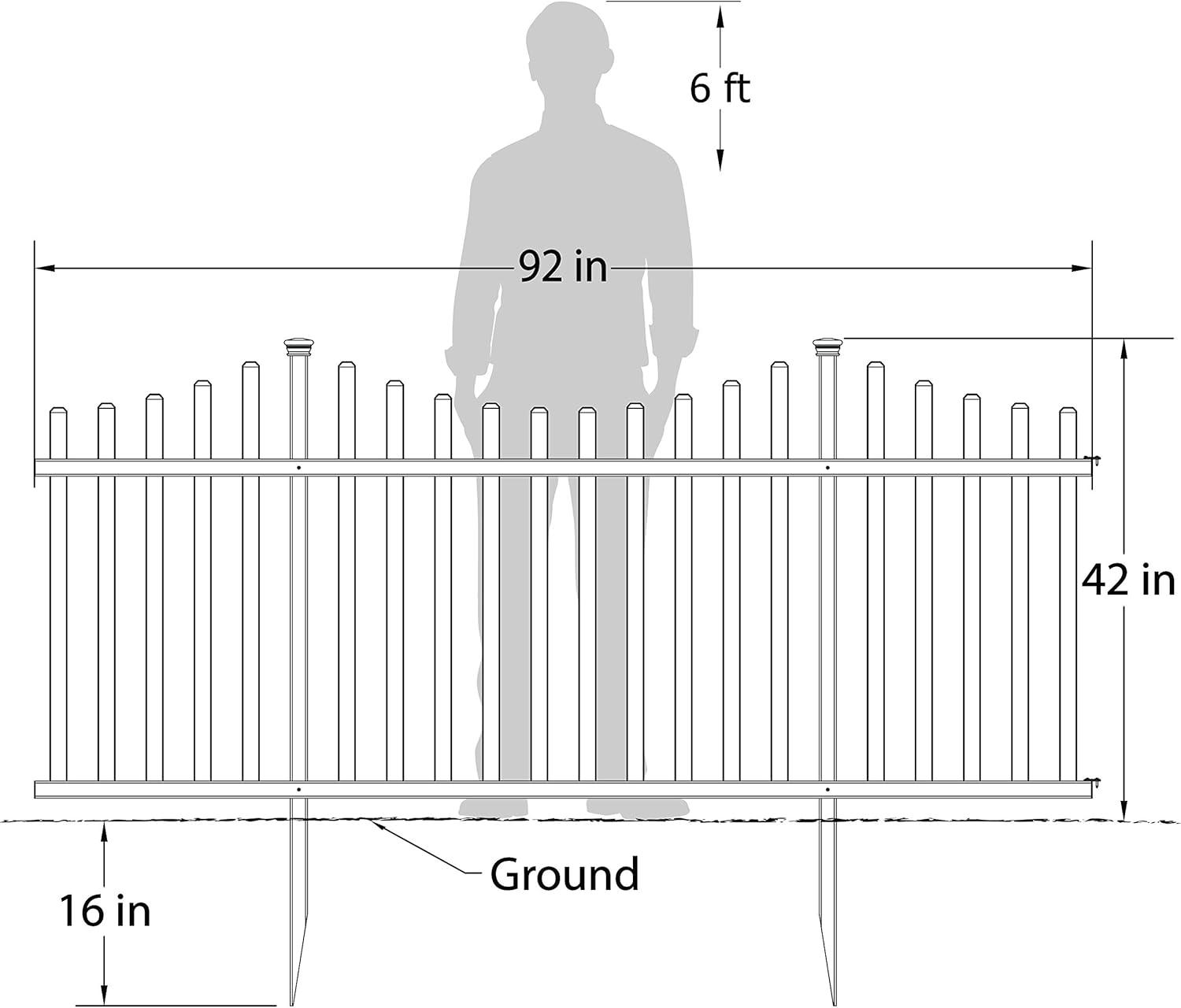 42in H x 92in W White Vinyl Scallop Picket Fence Panels