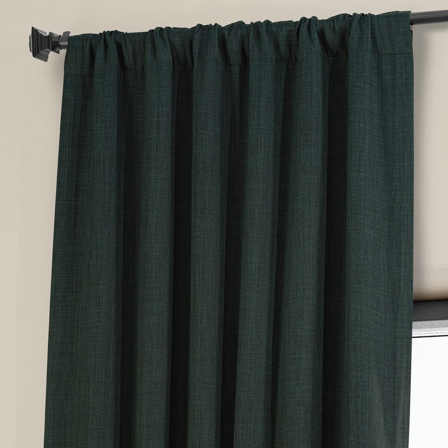 HPD Half Price Drapes Focal Green Faux Linen Room Darkening Curtains for Bedroom & Living Room Curtains (1 Panel), Door & Window Curtains 84 inches long, Rod Pocket Curtains & drapes, 50W X 84L